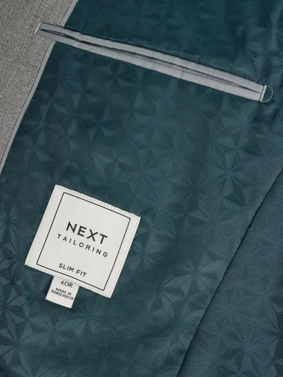 Grijs - Slim Fit - Kostuum met textuur: colbert