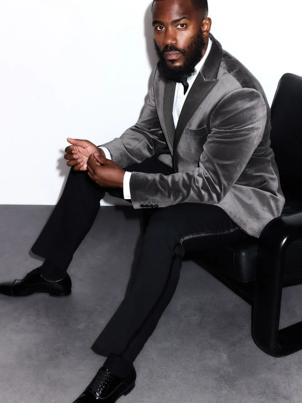Grijs - Slim Fit - Motionflex stretchyfluwelen Blazer