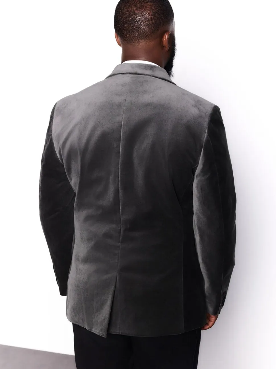 Grijs - Slim Fit - Motionflex stretchyfluwelen Blazer
