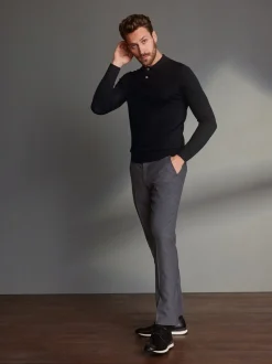 Grijs - Slim Fit - Signature - 100% Wollen broek met Motion Flex-tailleband