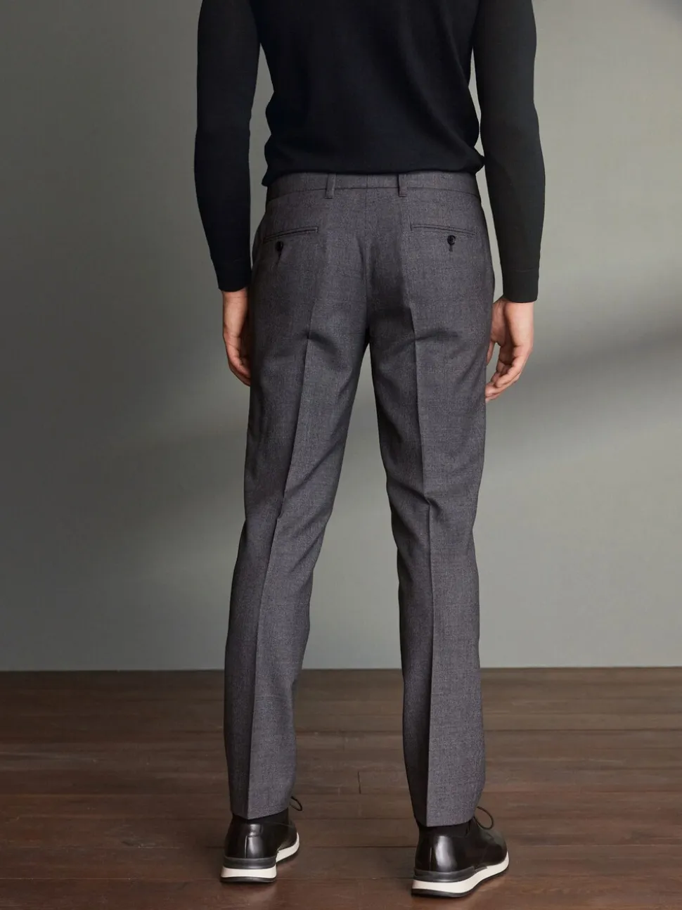 Grijs - Slim Fit - Signature - 100% Wollen broek met Motion Flex-tailleband