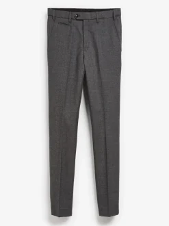 Grijs - Slim Fit - Signature - 100% Wollen broek met Motion Flex-tailleband