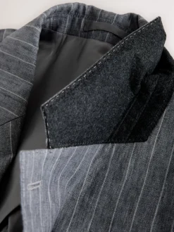 Grijs - Slim fit Signature Leomaster Italiaans gestreept linnen colbert