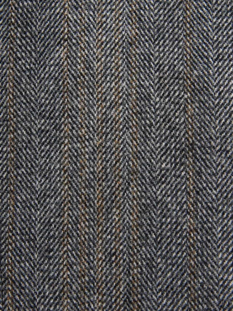 Grijs - Slim Fit Wool Blend Herringbone Stripe Suit Waistcoat