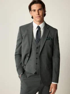 Grijs - Slim-fit flanellen colbert