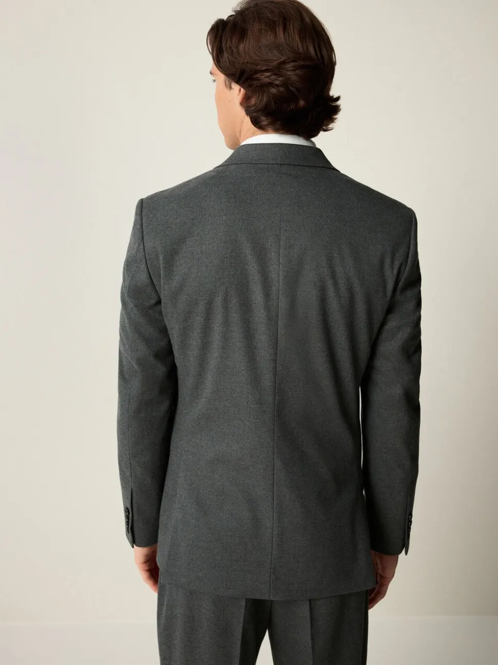 Grijs - Slim-fit flanellen colbert