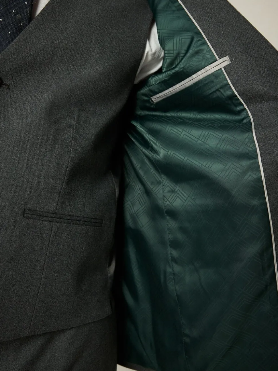 Grijs - Slim-fit flanellen colbert