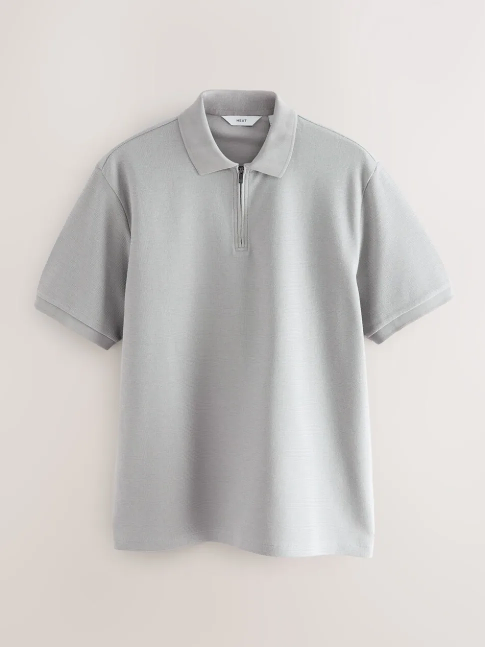 Grijs - Smart poloshirt met textuur en rits