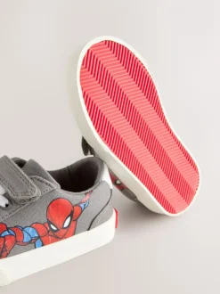Grijs - Sneakers met klittenbandsluiting, elastische veters en Spidermanprint