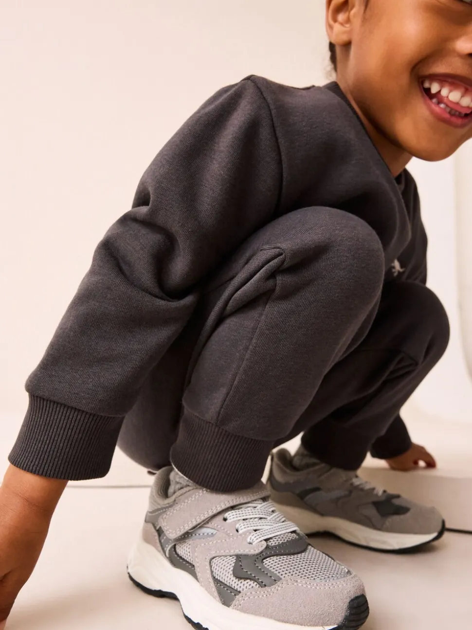 Grijs - Sneakers met klittenbandsluiting en elastische veters