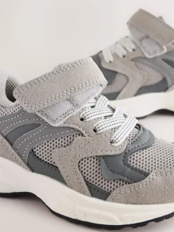 Grijs - Sneakers met klittenbandsluiting en elastische veters