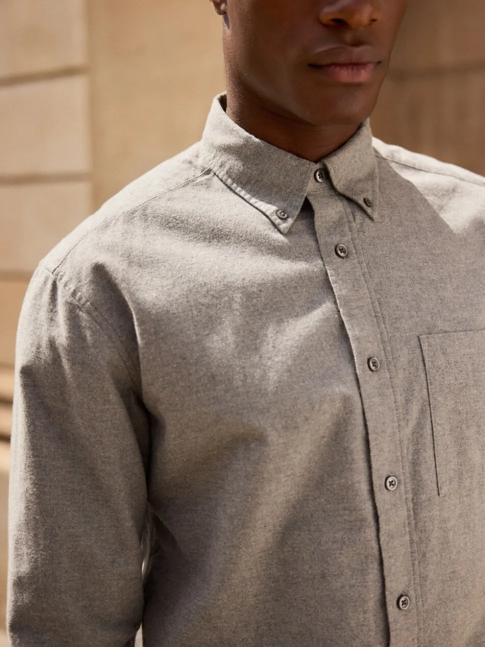 Grijs - Soft Touch Oxford Long Sleeve Shirt