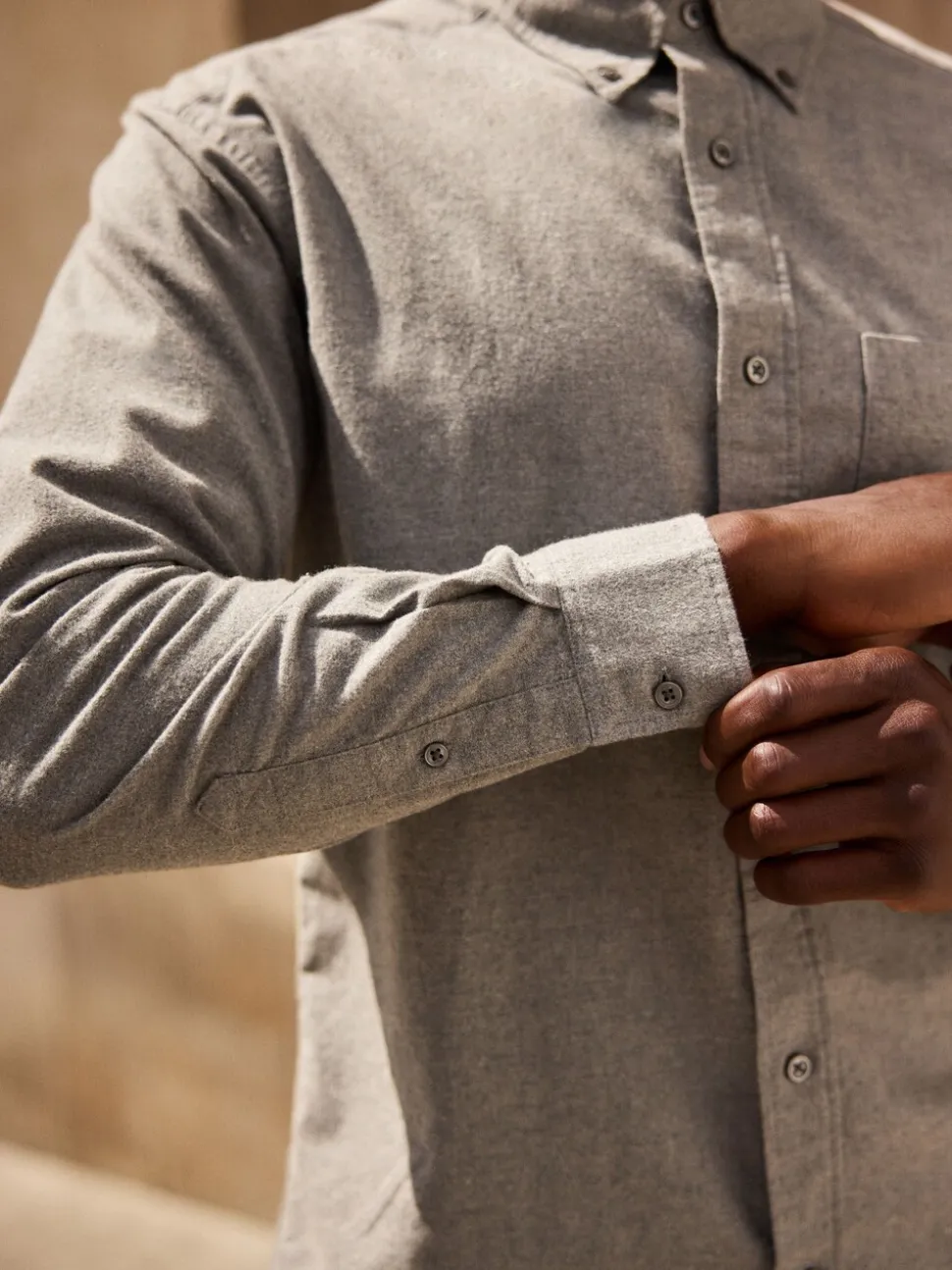 Grijs - Soft Touch Oxford Long Sleeve Shirt