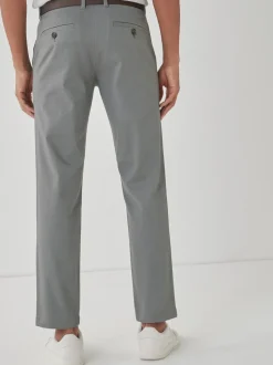 Grijs - Straight fit - Zachte chino met print en riem