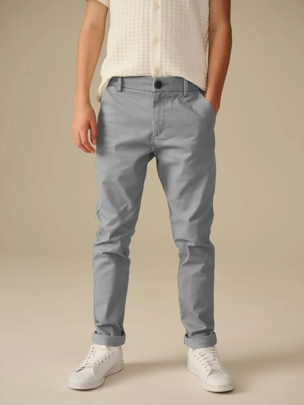 Grijs - Stretchy chino's (3-17jr)