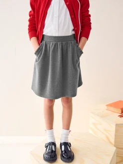 Grijs - Stretchy schoolrok met elastische tailleband (3 - 16 jr)