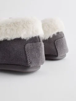 Grijs - Suède moccasin-pantoffels
