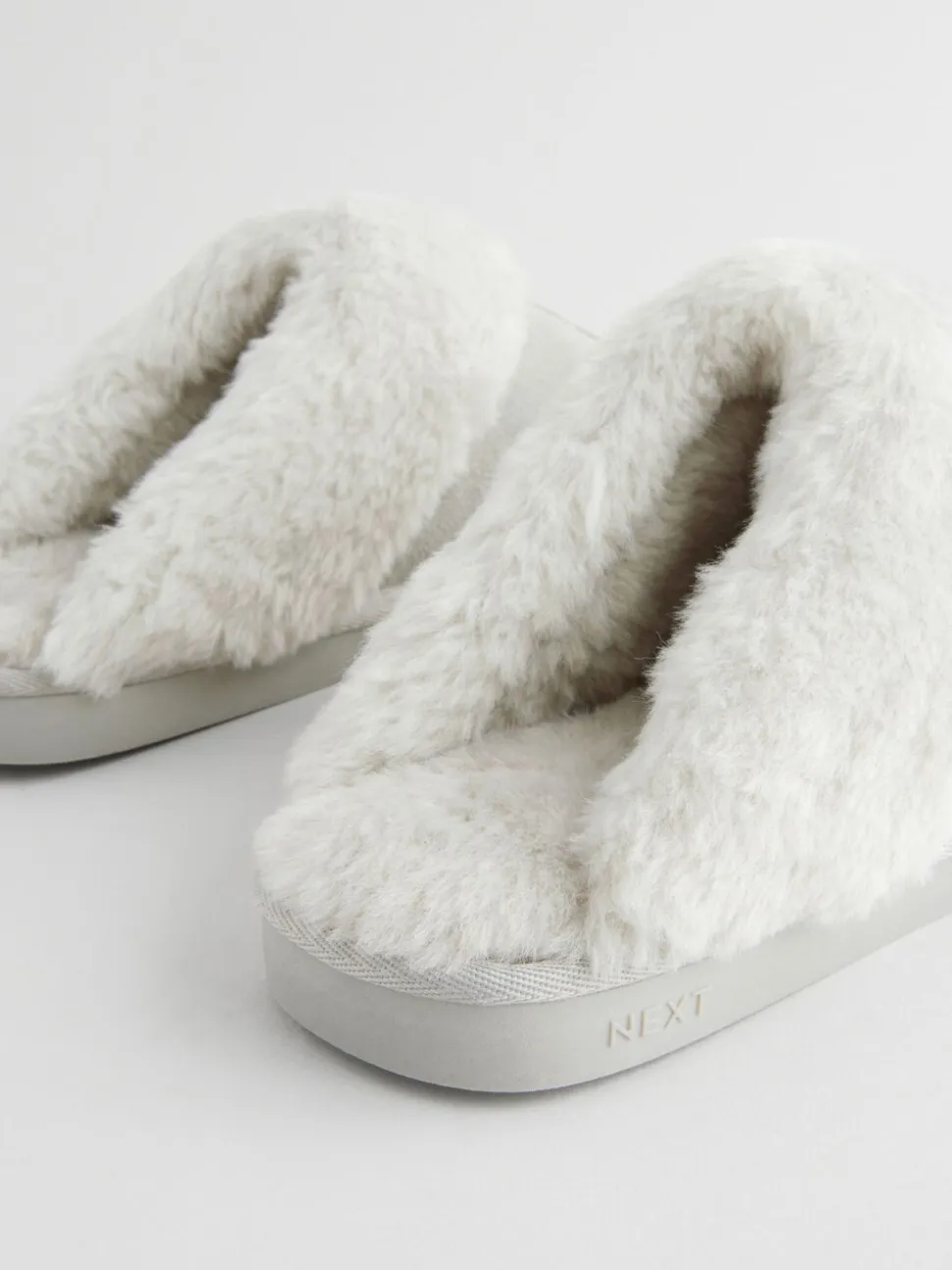 Grijs - Suede Faux Fur Mule Slippers