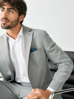 Grijs - Tailored fit - Kostuum met textuur: colbert