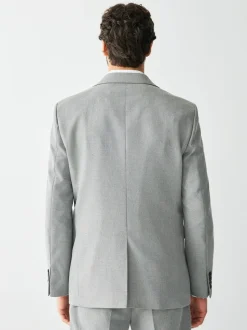 Grijs - Tailored fit - Kostuum met textuur: colbert