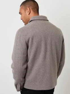 Grijs - Threadbare - Gewatteerd shacket met knopen van imitatie wol