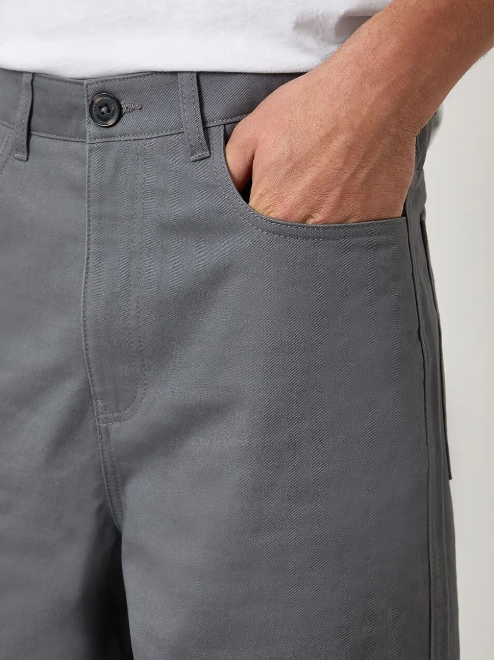 Grijs - Threadbare Baggy Fit 5 Pocket Chino Trousers