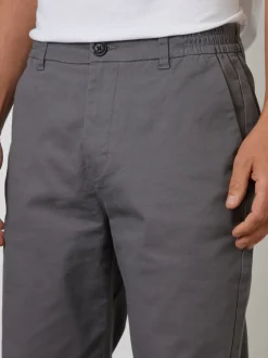Grijs - Threadbare Chino met rechte pijpen en stretchy tailleband