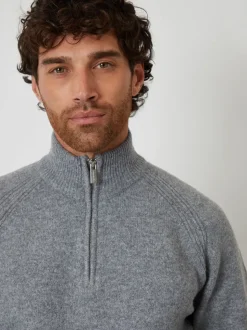 Grijs - Threadbare Raglan Rib Quarter Zip Knitted Jumper