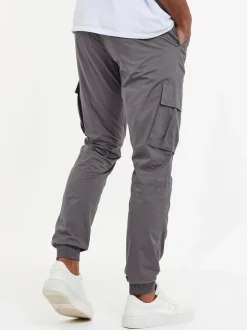 Grijs - Threadbare slim-fit cargobroek met boorden en 100% katoen