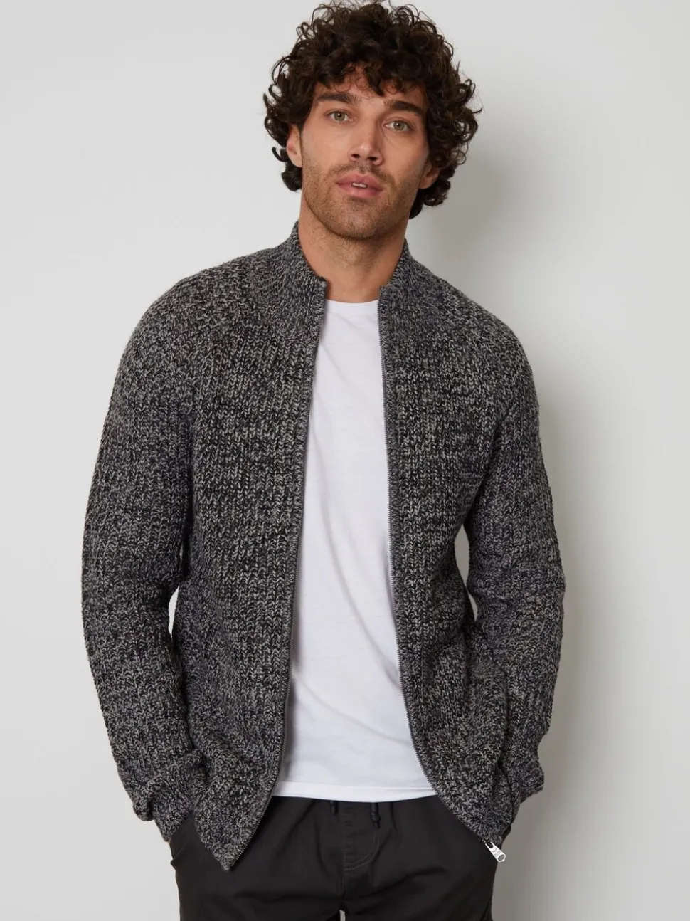 Grijs - Threadbare vest met ritssluiting