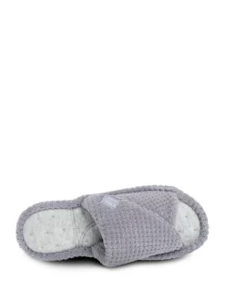 Grijs - Totes - Isotoner Popcorn Turnover pantoffels met open neus voor dames