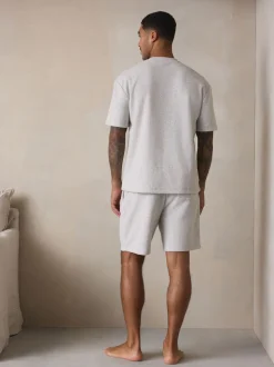 Grijs - Towelling Short Sleeve Pyjamas Set