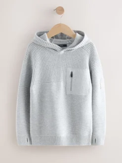 Grijs - Utility gebreide hoodie (3-16jr)