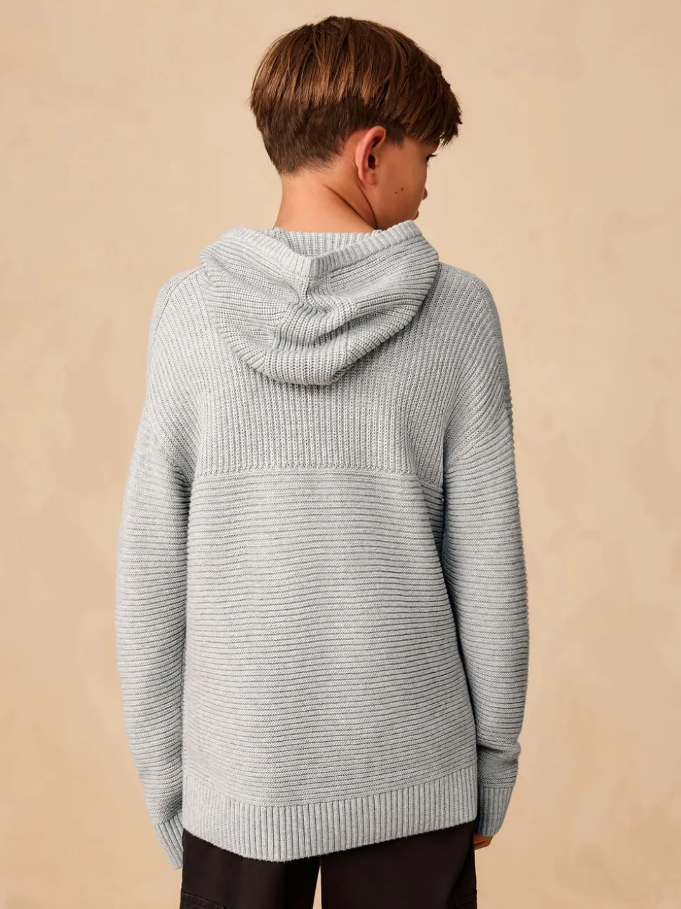 Grijs - Utility gebreide hoodie (3-16jr)