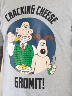 Grijs - Vanilla Underground Wallace And Gromit herenpyjama's van 100% katoen