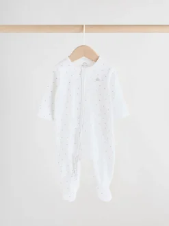 Grijs - Velour Two Way Zip Baby Sleepsuits 2 Pack (0-2yrs)
