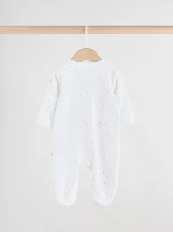 Grijs - Velour Two Way Zip Baby Sleepsuits 2 Pack (0-2yrs)