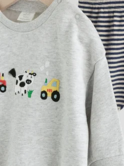 Grijs boerderijfiguur - Set met baby-sweatshirt en legging (0mnd-3jr)
