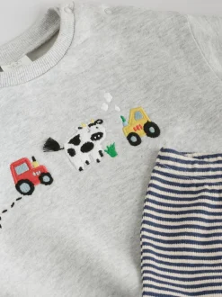 Grijs boerderijfiguur - Set met baby-sweatshirt en legging (0mnd-3jr)
