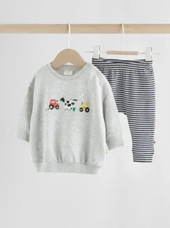 Grijs boerderijfiguur - Set met baby-sweatshirt en legging (0mnd-3jr)