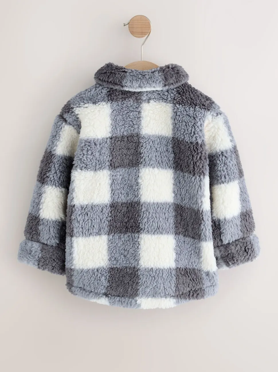 Grijs dambordpatroon - Fleece shacket van borg (3 mnd - 7 jr)