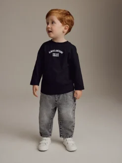 Grijs denim - Jeans met geplooide voorkant (3mnd-7jr)