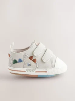 Grijs dinosaurus - Touch Fastening Baby Trainers (0-2mths)