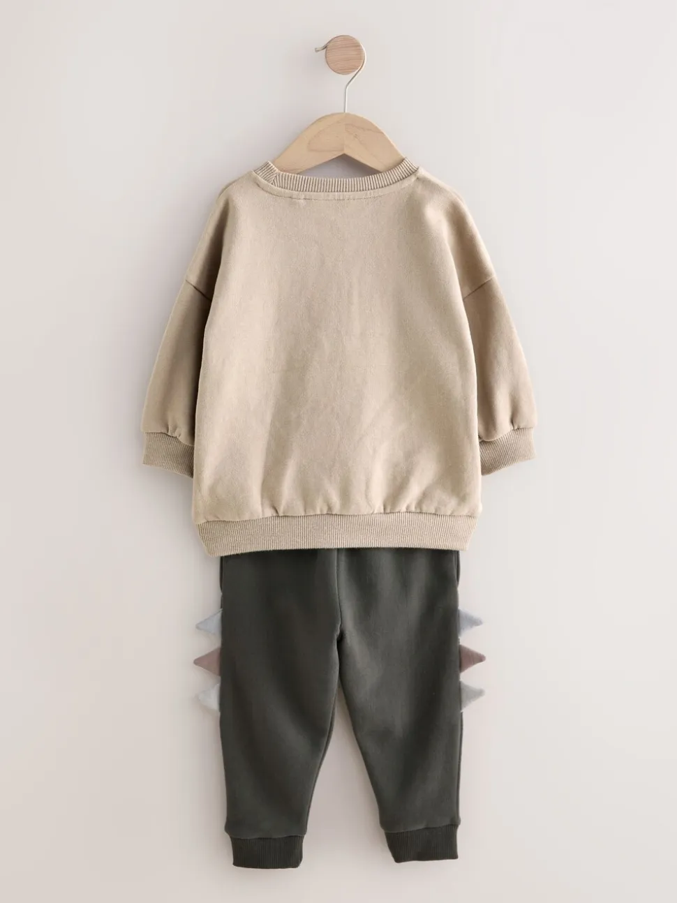 Grijs en antraciet dinosaurus stekel - Set met sweatshirt en joggingbroek (3mnd -7jr)