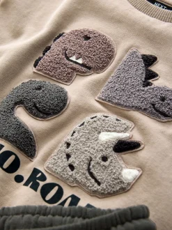 Grijs en antraciet dinosaurus stekel - Set met sweatshirt en joggingbroek (3mnd -7jr)