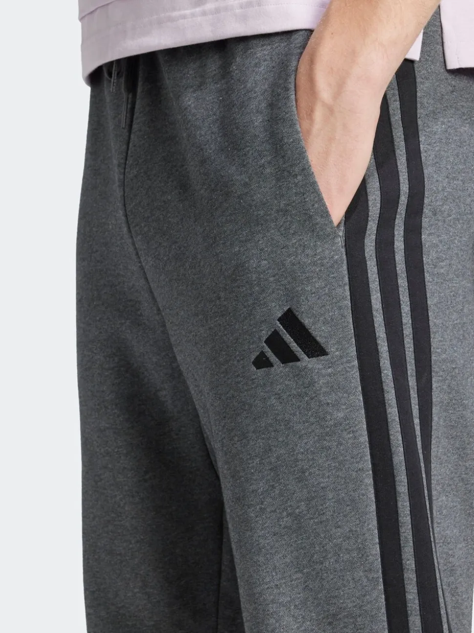 Grijs en zwart - adidas Essentials fleece joggingbroek met 3 strepen
