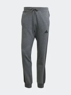 Grijs en zwart - adidas Essentials fleece joggingbroek met 3 strepen
