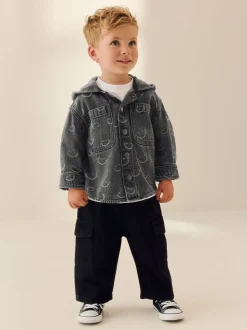 Grijs Face - Denim overhemd met capuchon (3mnd -7jr)