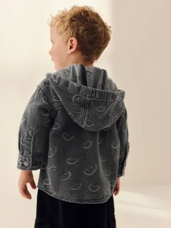 Grijs Face - Denim overhemd met capuchon (3mnd -7jr)