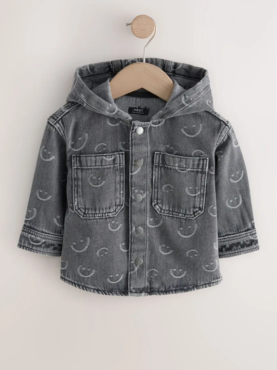 Grijs Face - Denim overhemd met capuchon (3mnd -7jr)